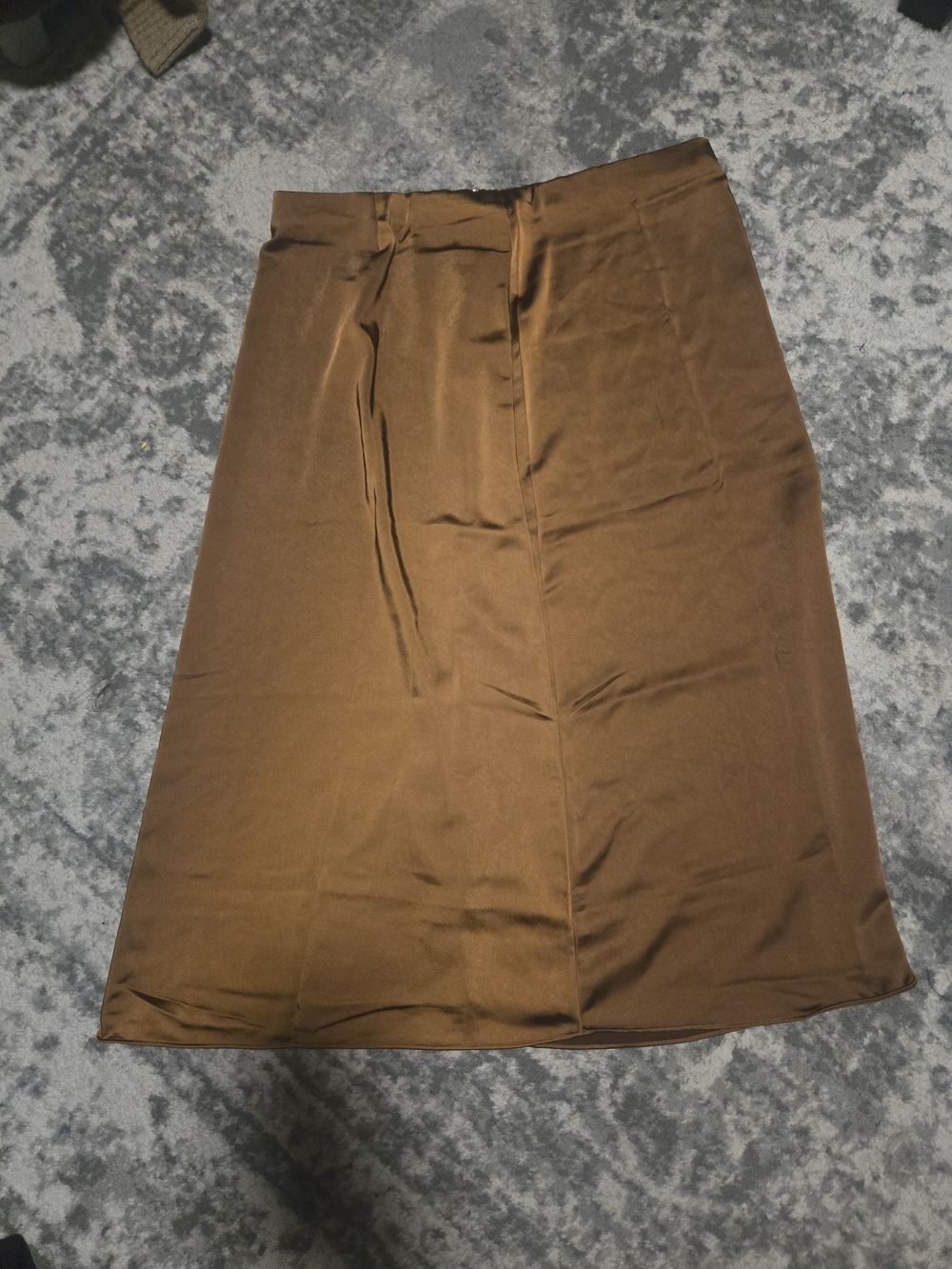 Satin Brown Midi Skirt - Women